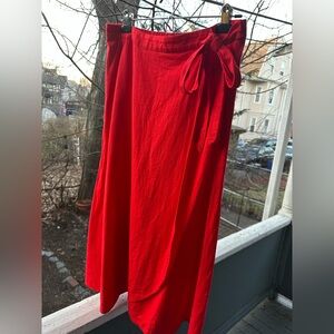 J. Crew Red A-Line Wrap Skirt